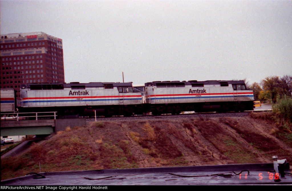 AMTK 266 & 362 lead a train northbound 